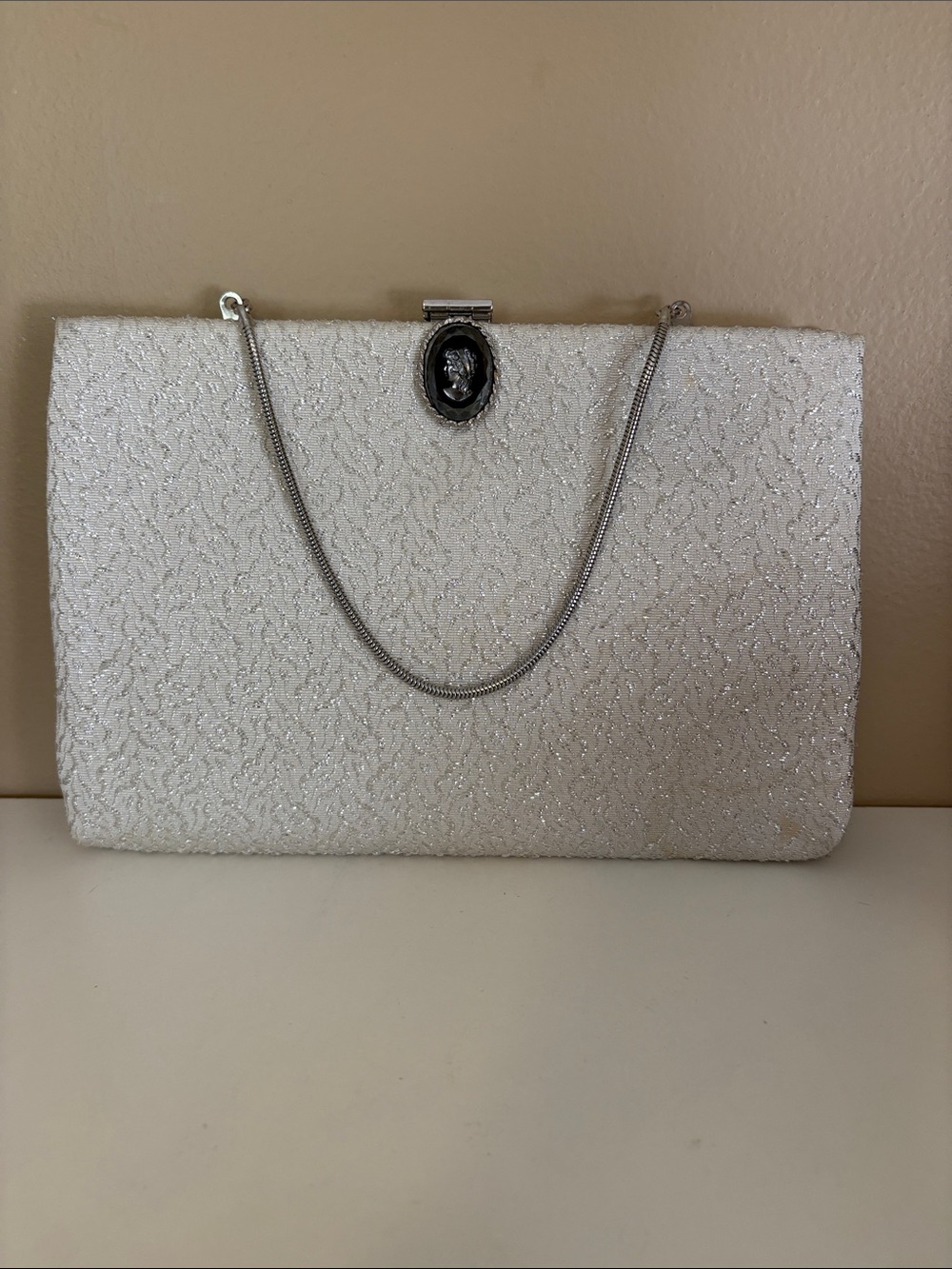 Vintage Elegant Silver Sparkle Evening Bag
